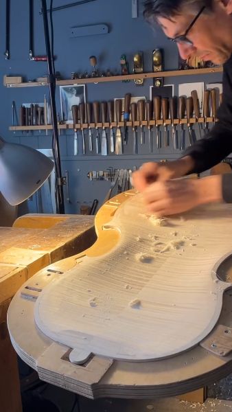 The sound of old flamed maple being scraped old school