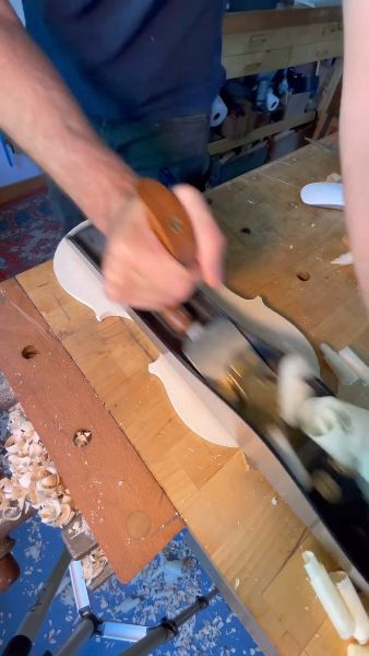 Prepping a top for purfling, minus the measuring.